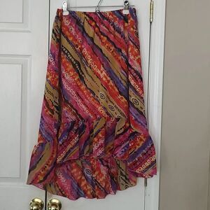 Lift Style High Low multicolor skirt Sz XL